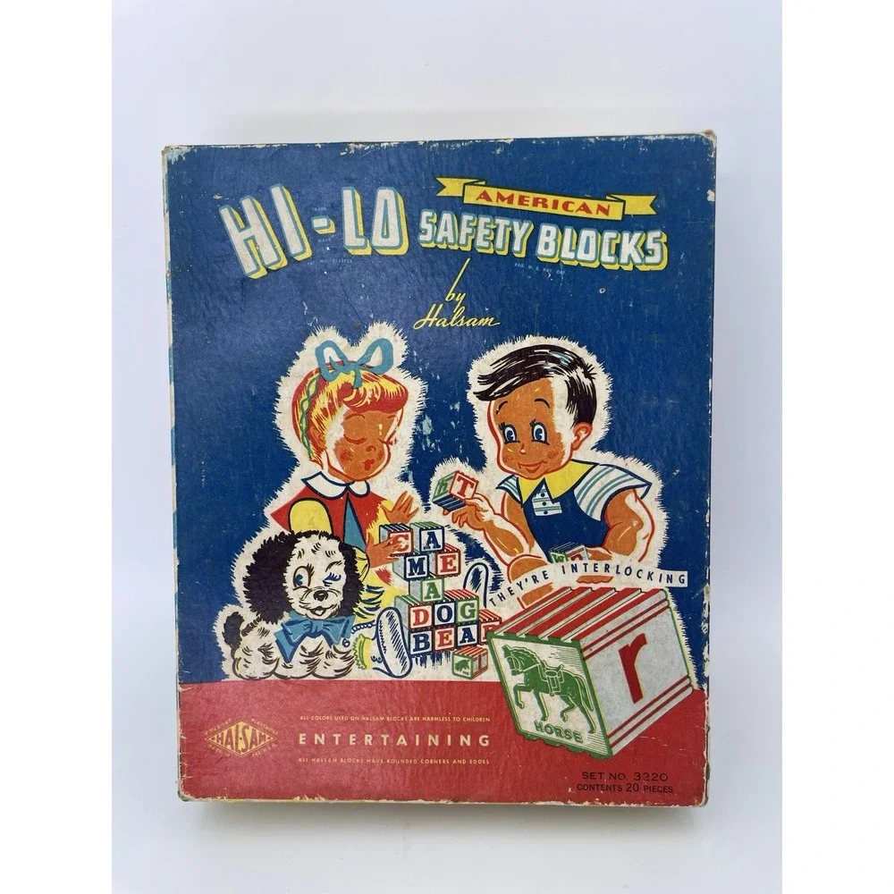 1950'S Vintage Halsam Hi-Lo Blocks BOX ONLY #3220 Toy Collectors BOX- No Blocks